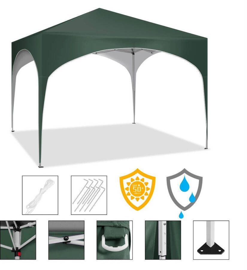 MS Partytent Paviljoen Waterdicht Inklapbaar Met draagtas en extra touw Extra stevig 3x3 meter – Groen