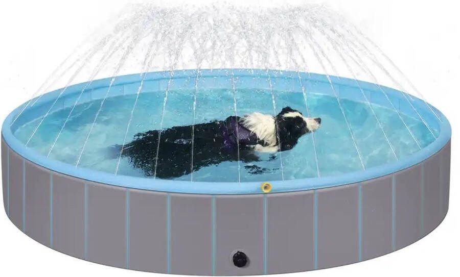 MS Zwembadje voor kinderen Zwembad voor huisdieren Hondenzwembad Bad voor huisdieren Opzetzwembad 160 cm breed 30 cm hoog Met fontein Met antislip PVS materiaal Dog pool Outdoor