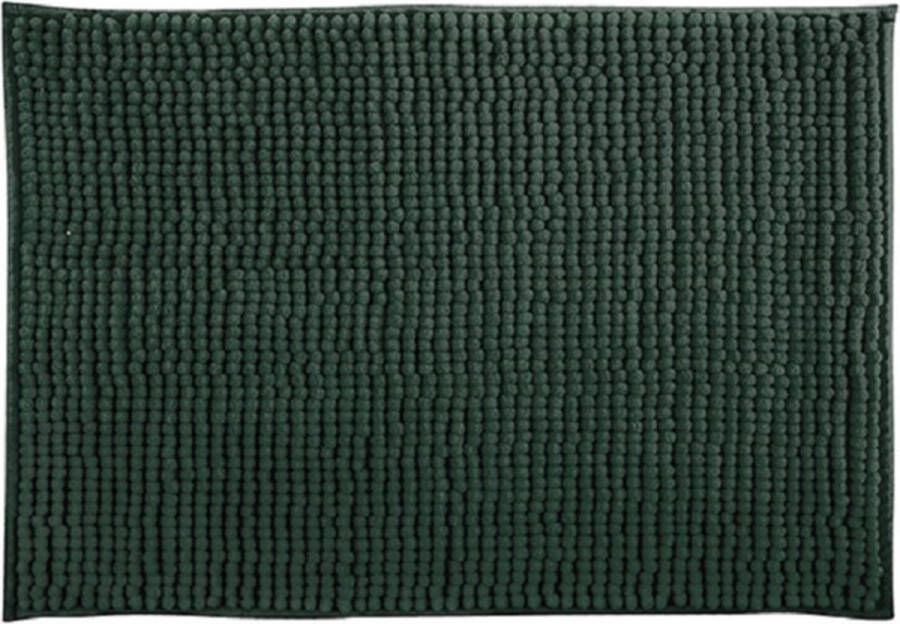 MSV Badkamerkleed badmat tapijtje voor op de vloer donkergroen 50 x 80 cm Microvezel anti slip