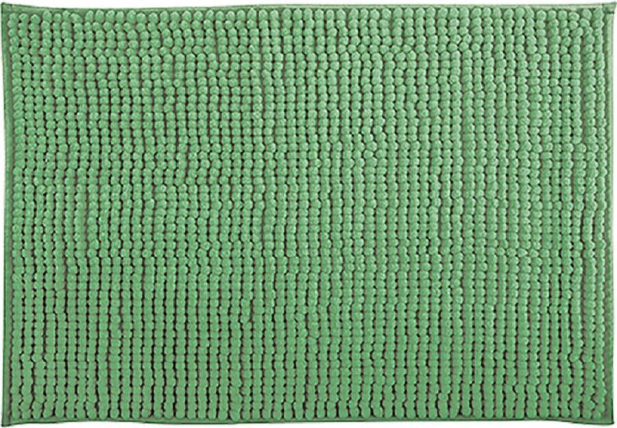 MSV Badkamerkleed badmat tapijtje voor op de vloer groen 50 x 80 cm Microvezel anti slip