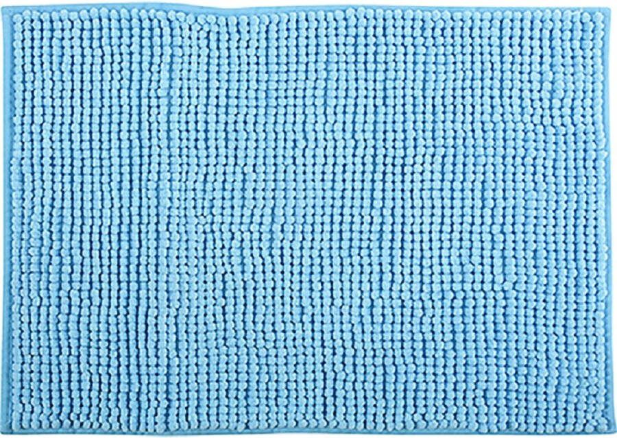 MSV Badkamerkleed badmat tapijtje voor op de vloer lichtblauw 50 x 80 cm Microvezel anti slip