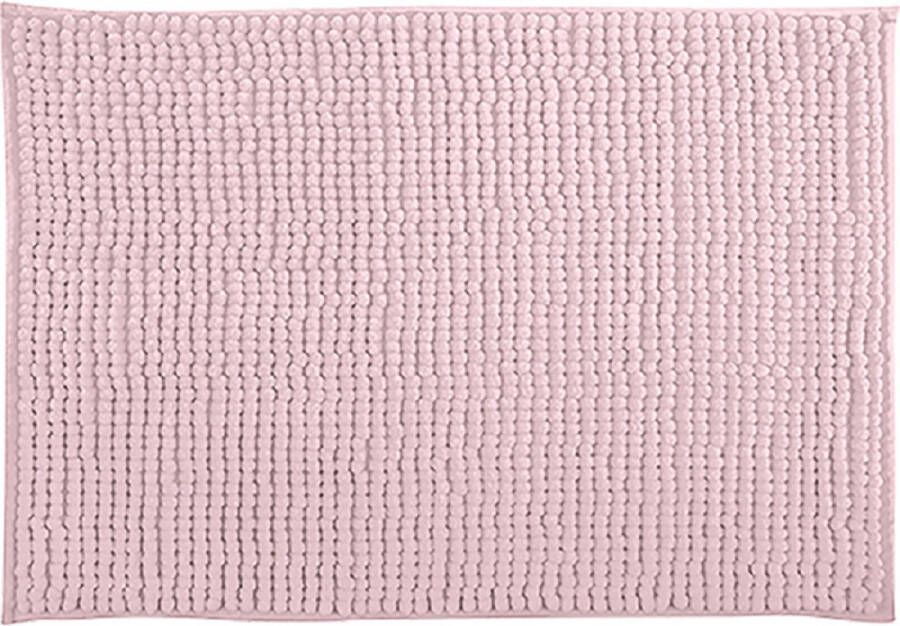 MSV Badkamerkleed badmat tapijtje voor op de vloer lichtroze 50 x 80 cm Microvezel anti slip