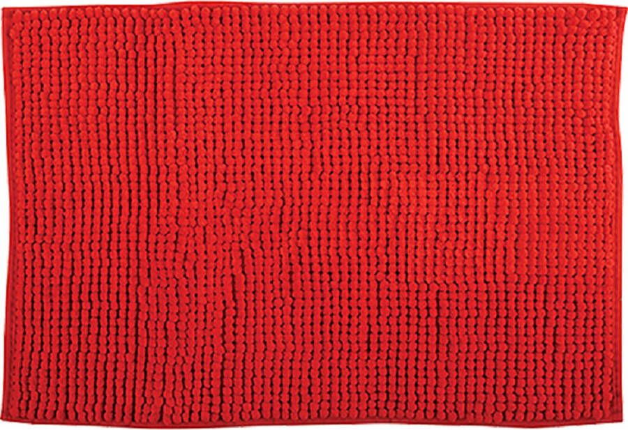 MSV Badkamerkleed badmat tapijtje voor op de vloer rood 50 x 80 cm Microvezel anti slip