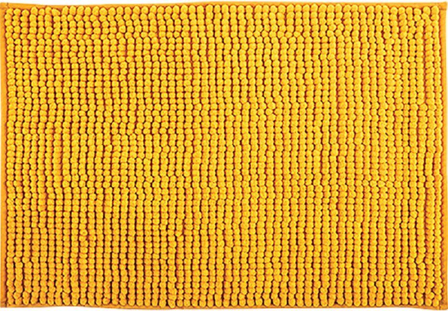 MSV Badkamerkleed badmat tapijtje voor op de vloer saffraan geel 50 x 80 cm Microvezel anti slip