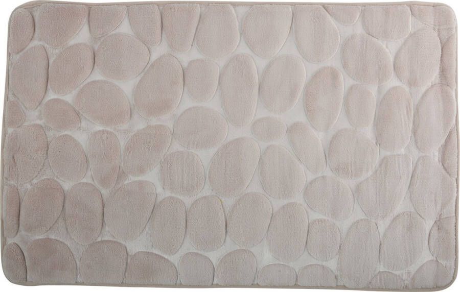 MSV Badkamerkleedje badmat tapijt kiezel motief vloermat beige 50 x 80 cm laagpolig