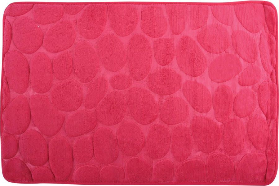 MSV Badkamerkleedje badmat tapijt kiezel motief vloermat fuchsia roze 50 x 80 cm laagpolig