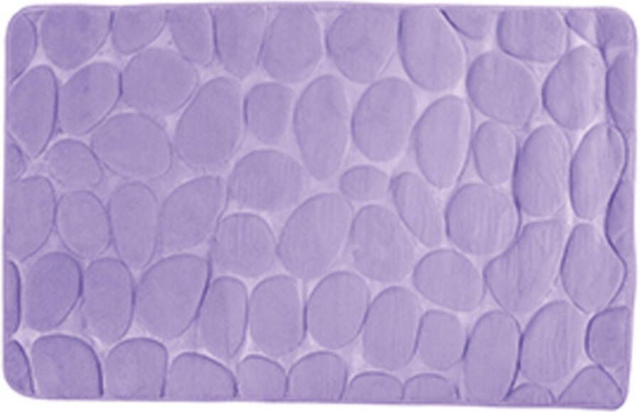 MSV Badkamerkleedje badmat tapijt kiezel motief vloermat lila paars 50 x 80 cm laagpolig