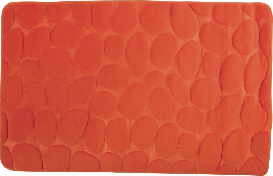 MSV Badkamerkleedje badmat tapijt kiezel motief vloermat oranje 50 x 80 cm laagpolig