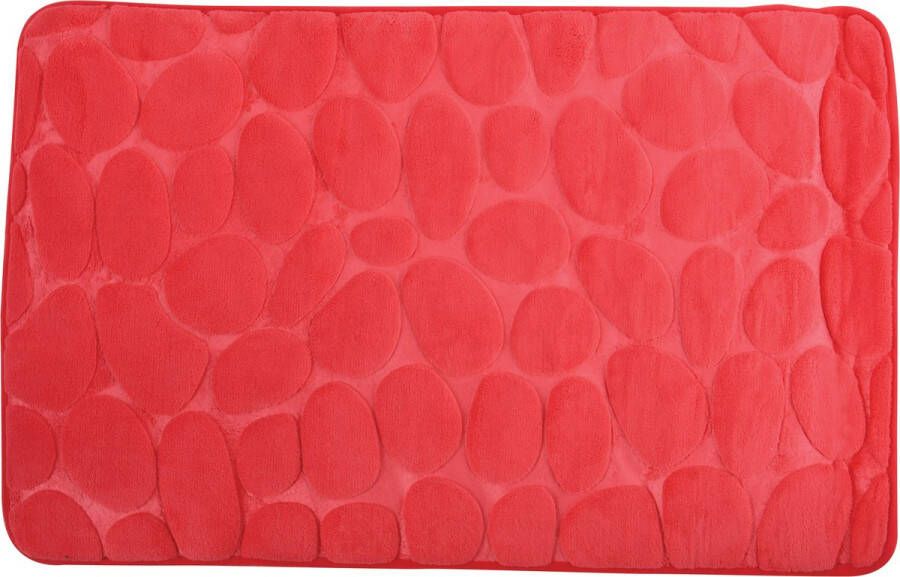 MSV Badkamerkleedje badmat tapijt kiezel motief vloermat rood 50 x 80 cm laagpolig