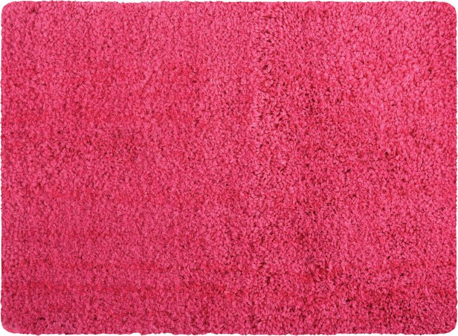 MSV Badkamerkleedje badmat tapijt voor de vloer fuchsia roze 50 x 70 cm Microfibre langharig