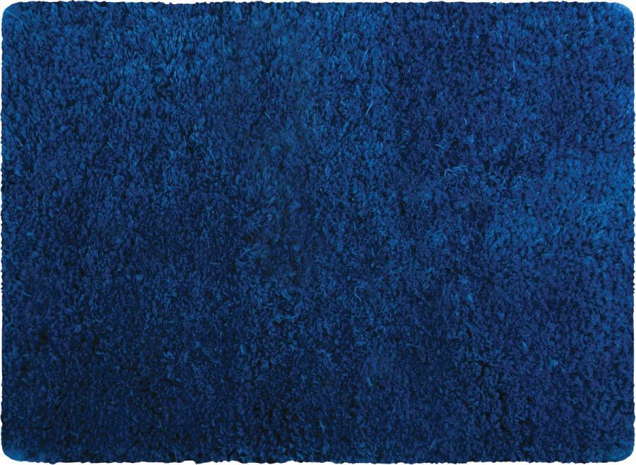 MSV Badkamerkleedje badmat tapijt voor de vloer marine blauw 50 x 70 cm Microfibre langharig