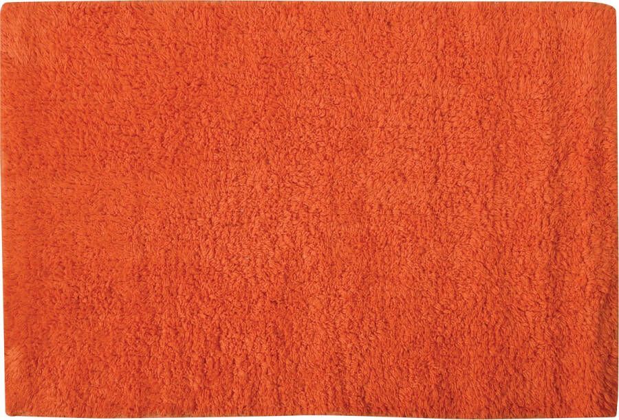 MSV Badkamerkleedje badmat tapijtje voor op de vloer oranje 40 x 60 cm polyester katoen