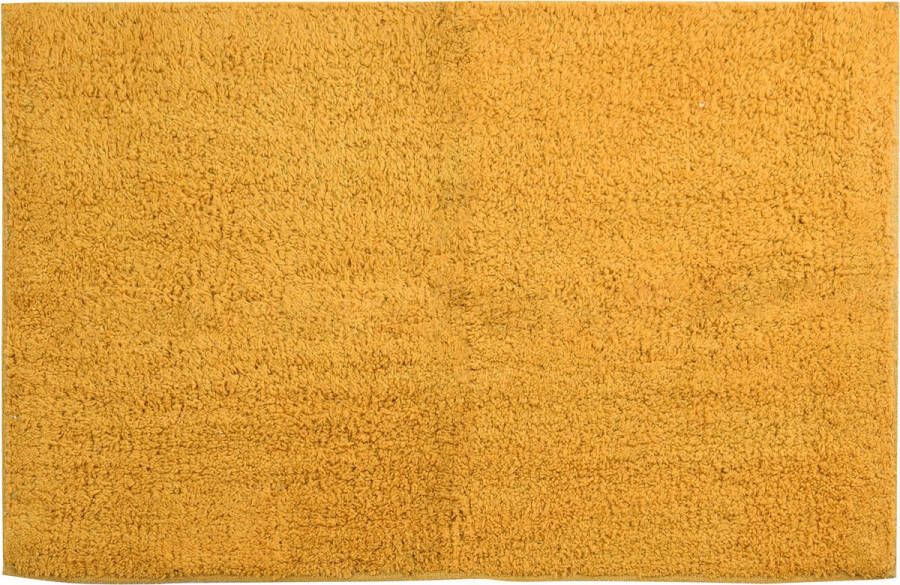 MSV Badkamerkleedje badmat tapijtje voor op de vloer saffraan geel 45 x 70 cm polyester katoen