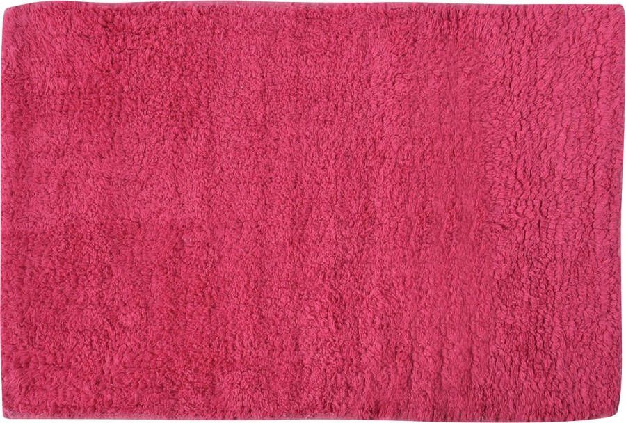 MSV Badkamerkleedje badmat voor op de vloer fuchsia roze 45 x 70 cm polyester katoen