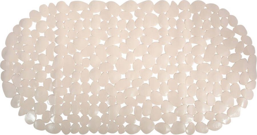 MSV Douche bad anti-slip mat badkamer pvc beige 35 x 68 cm zuignappen steentjes motief