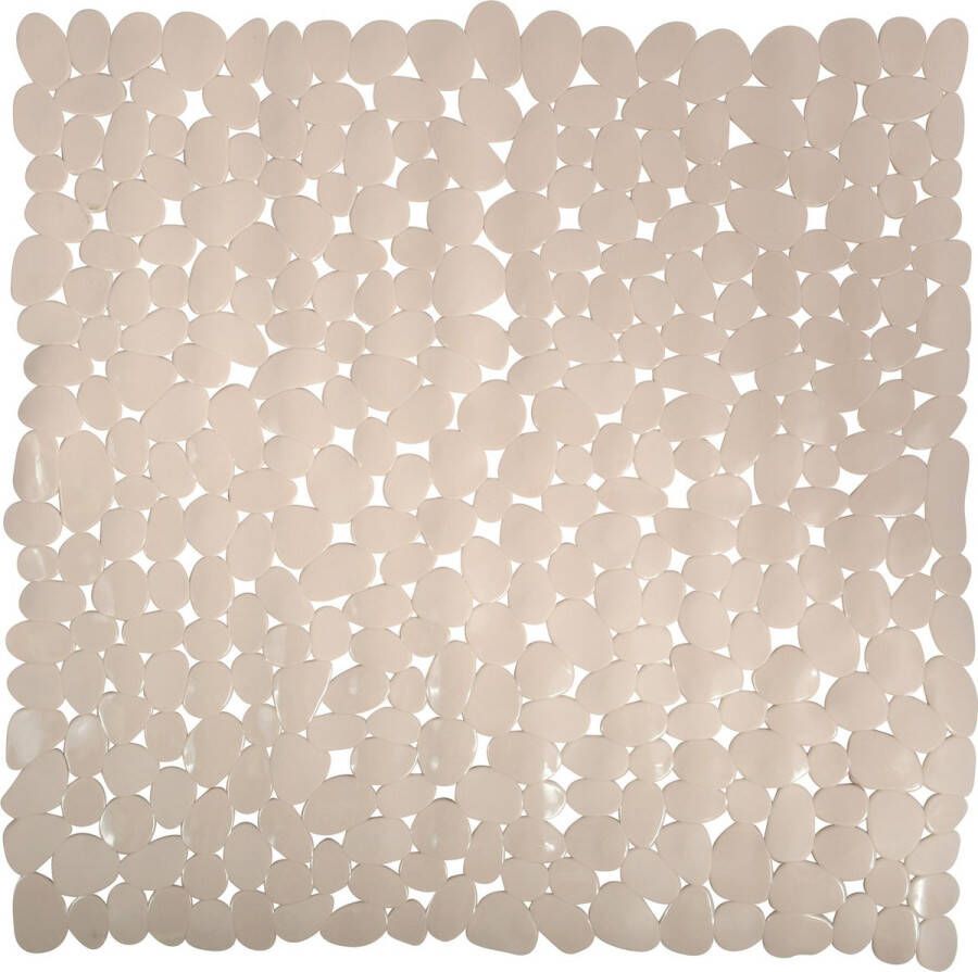 MSV Douche bad anti-slip mat badkamer pvc beige 53 x 53 cm zuignappen steentjes motief