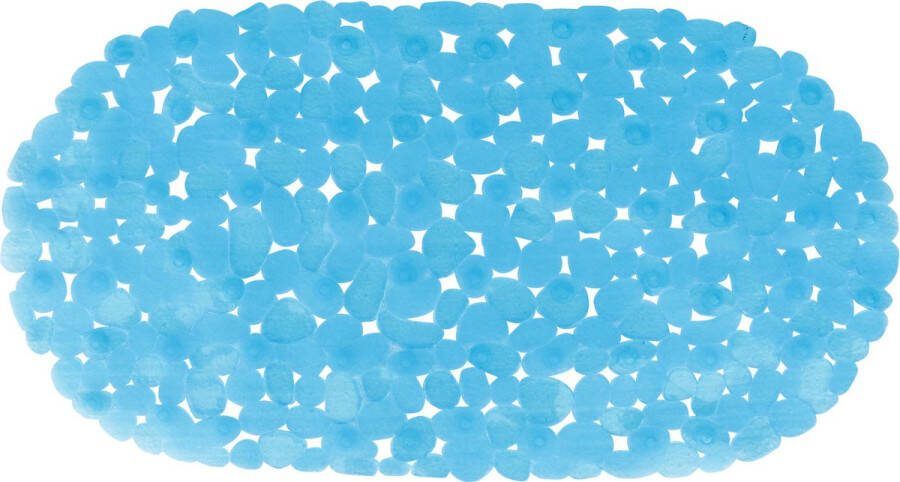 MSV Douche bad anti-slip mat badkamer pvc blauw 35 x 68 cm zuignappen steentjes motief