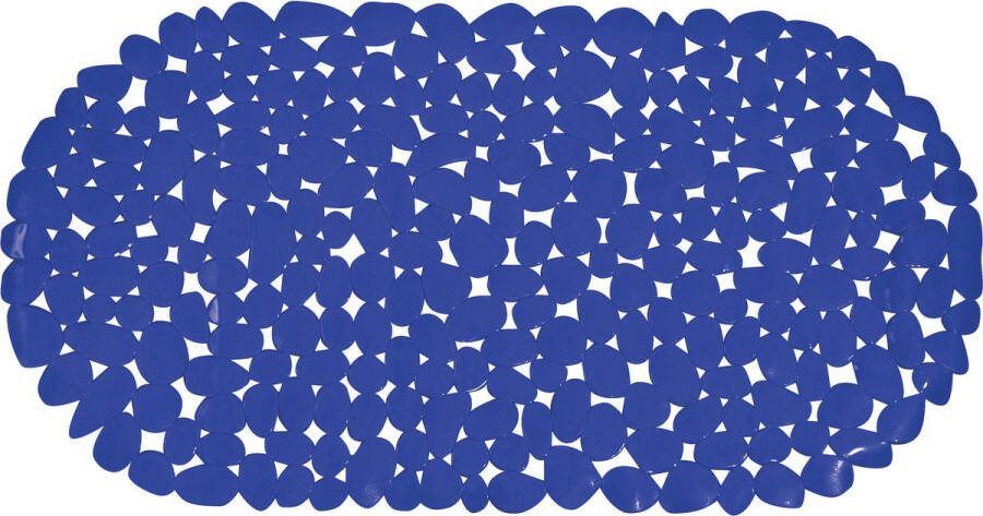 MSV Douche bad anti-slip mat badkamer pvc donkerblauw 39 x 99 cm zuignappen steentjes motief