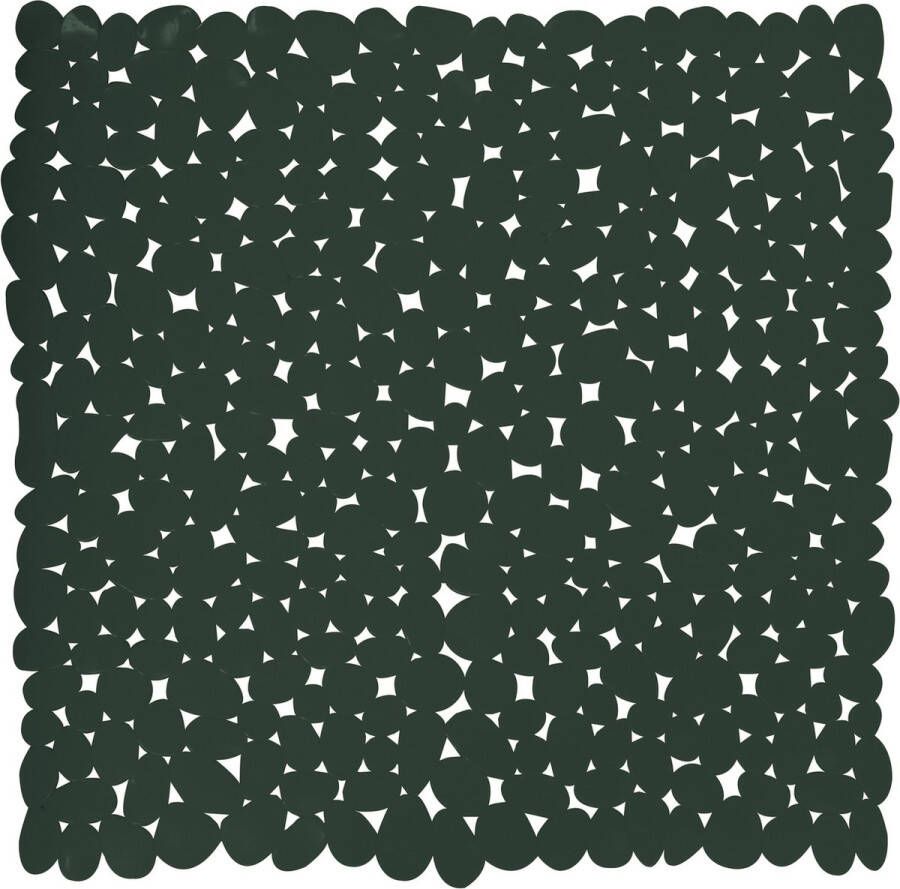 MSV Douche bad anti-slip mat badkamer pvc donkergroen 53 x 53 cm zuignappen steentjes motief