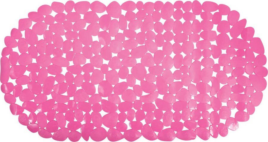 MSV Douche bad anti-slip mat badkamer pvc fuchsia roze 35 x 68 cm zuignappen steentjes motief