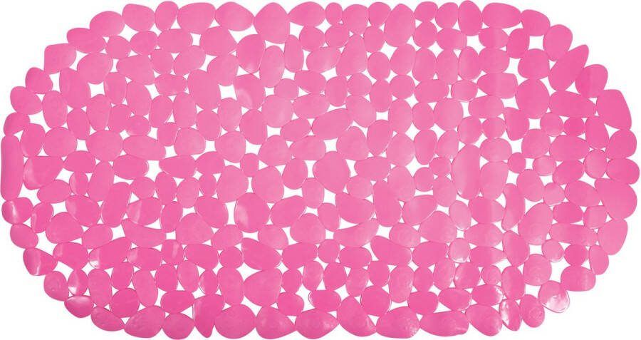 MSV Douche bad anti-slip mat badkamer pvc fuchsia roze 39 x 99 cm zuignappen steentjes motief