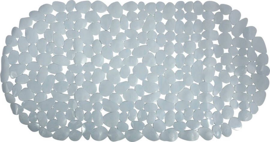 MSV Douche bad anti-slip mat badkamer pvc grijs 39 x 99 cm zuignappen steentjes motief