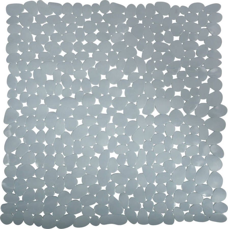 MSV Douche bad anti-slip mat badkamer pvc grijs 54 x 54 cm zuignappen steentjes motief