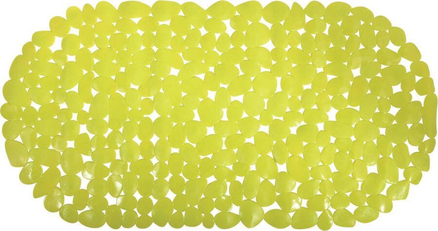 MSV Douche bad anti-slip mat badkamer pvc limegroen 35 x 68 cm zuignappen steentjes motief