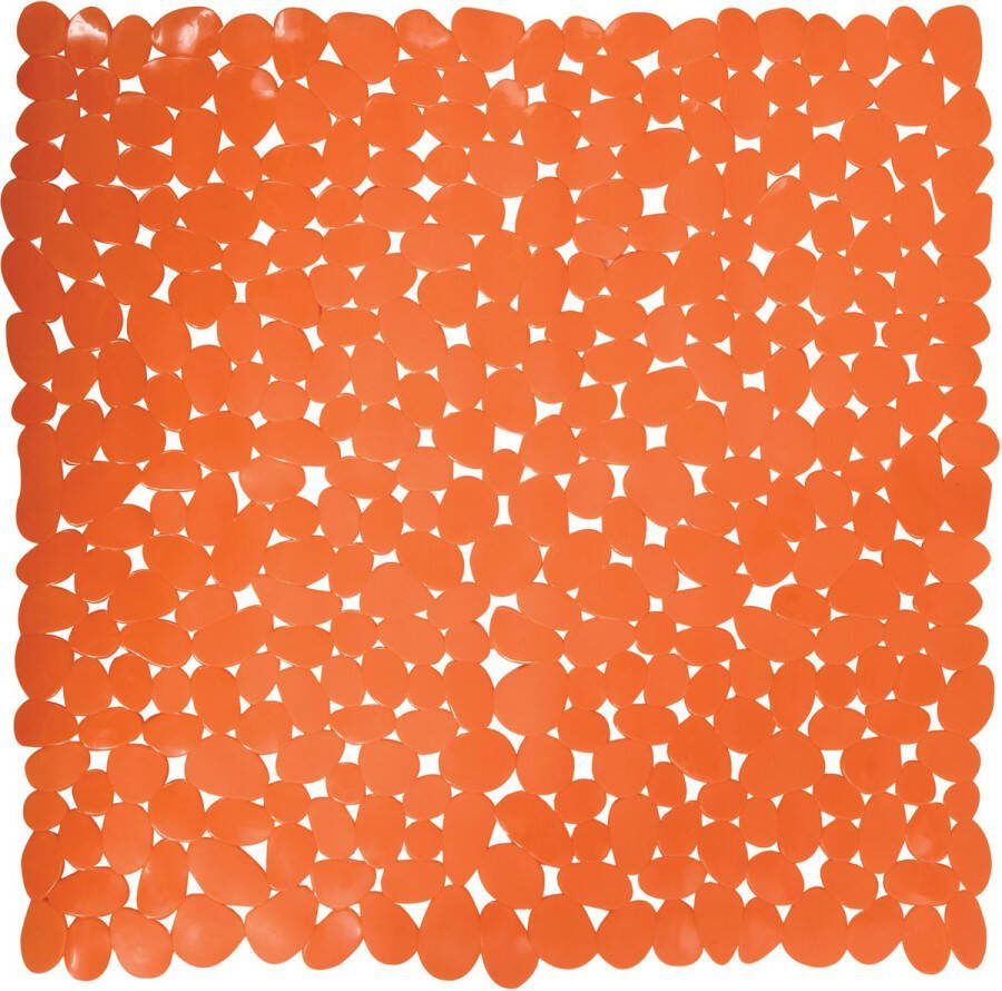 MSV Douche bad anti-slip mat badkamer pvc oranje 54 x 54 cm zuignappen steentjes motief