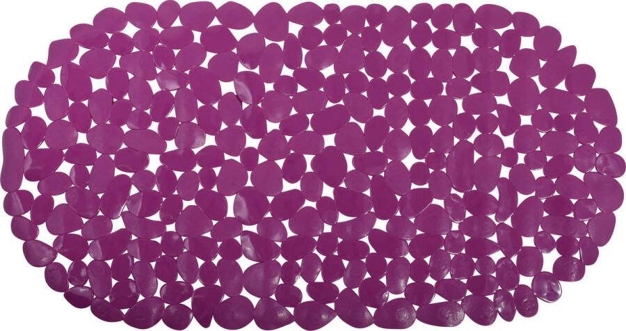 MSV Douche bad anti-slip mat badkamer pvc paars 35 x 68 cm zuignappen steentjes motief