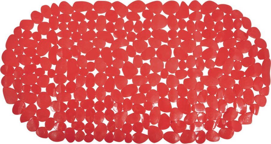 MSV Douche bad anti-slip mat badkamer pvc rood 39 x 99 cm zuignappen steentjes motief