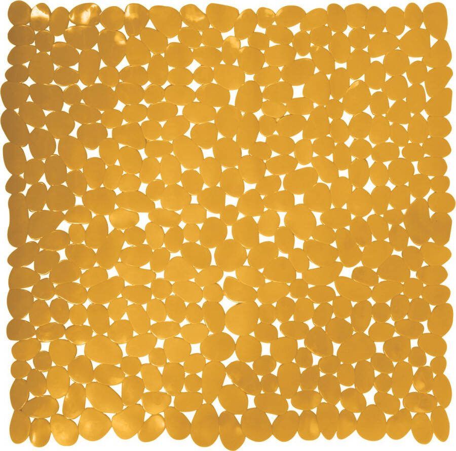 MSV Douche bad anti-slip mat badkamer pvc saffraan geel 53 x 53 cm zuignappen steentjes motief