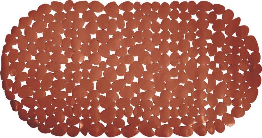 MSV Douche bad anti-slip mat badkamer pvc terracotta 39 x 99 cm zuignappen steentjes motief