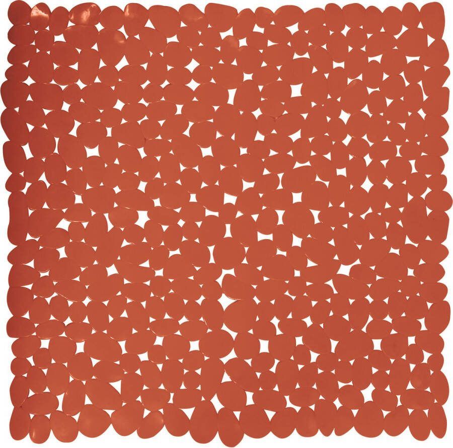 MSV Douche bad anti-slip mat badkamer pvc terracotta 53 x 53 cm zuignappen steentjes motief
