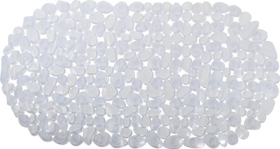 MSV Douche bad anti-slip mat badkamer pvc transparant 39 x 99 cm zuignappen steentjes motief