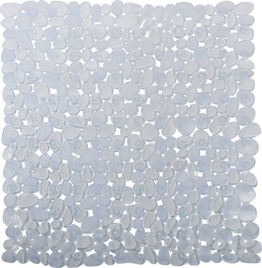 MSV Douche bad anti-slip mat badkamer pvc transparant 53 x 53 cm zuignappen steentjes motief