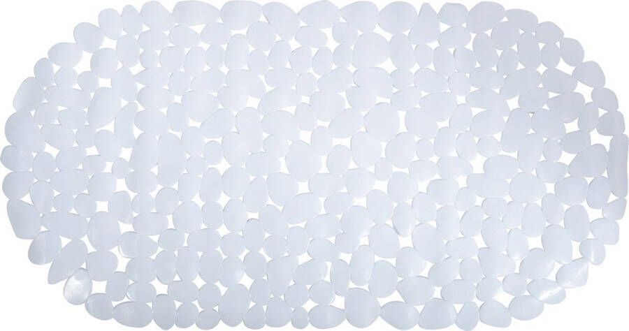 MSV Douche bad anti-slip mat badkamer pvc wit 35 x 68 cm zuignappen steentjes motief