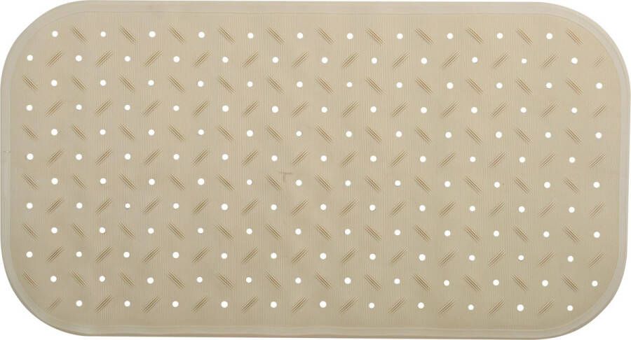 MSV Douche bad anti-slip mat badkamer rubber beige 36 x 65 cm met zuignappen