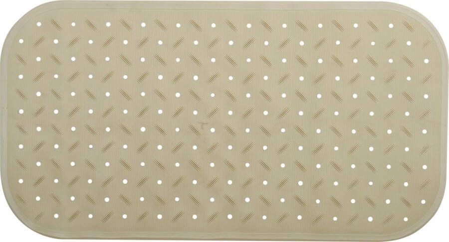 MSV Douche bad anti-slip mat badkamer rubber beige 36 x 76 cm met zuignappen