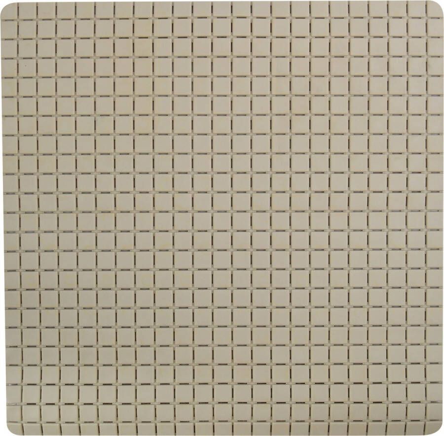 MSV Douche bad anti-slip mat badkamer rubber beige 54 x 54 cm met zuignappen