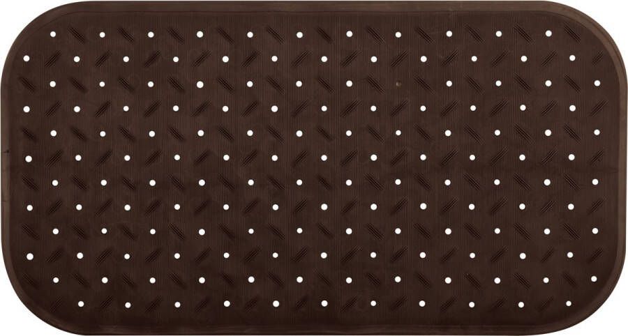 MSV Douche bad anti-slip mat badkamer rubber bruin 36 x 65 cm met zuignappen