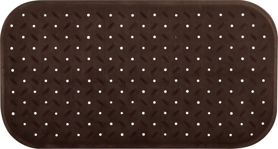 MSV Douche bad anti-slip mat badkamer rubber bruin 36 x 76 cm met zuignappen