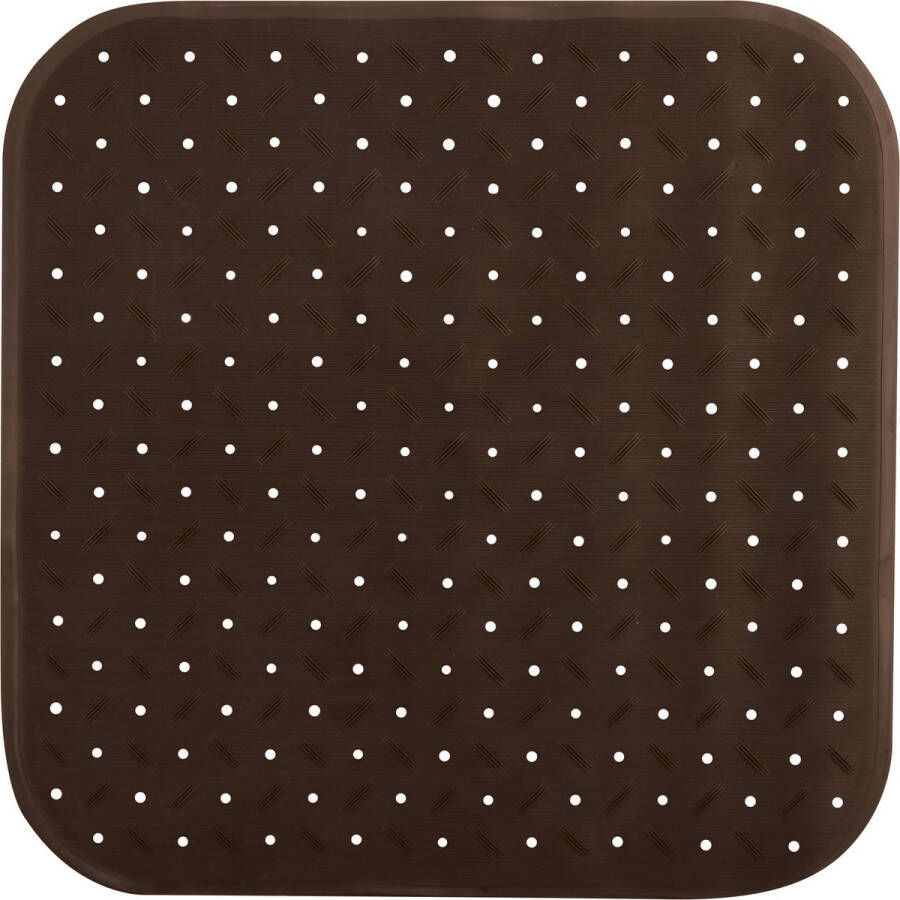 MSV Douche bad anti-slip mat badkamer rubber bruin 54 x 54 cm met zuignappen