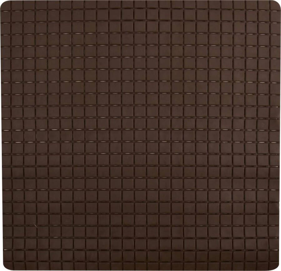 MSV Douche bad anti-slip mat badkamer rubber bruin 54 x 54 cm met zuignappen