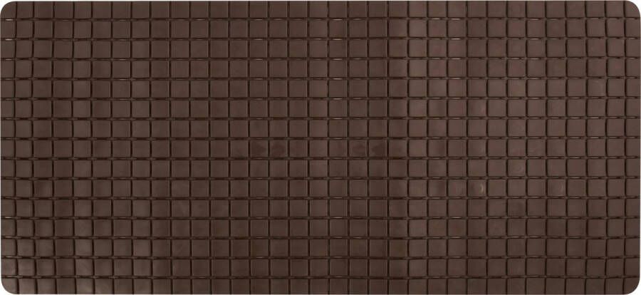 MSV Douche bad anti-slip mat badkamer rubber bruin 76 x 36 cm met zuignappen