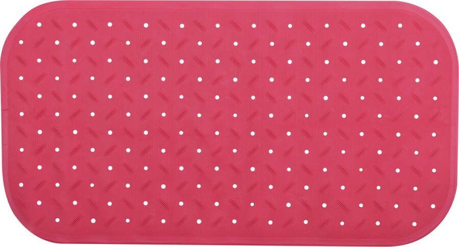 MSV Douche bad anti-slip mat badkamer rubber fuchsia roze 36 x 76 cm met zuignappen