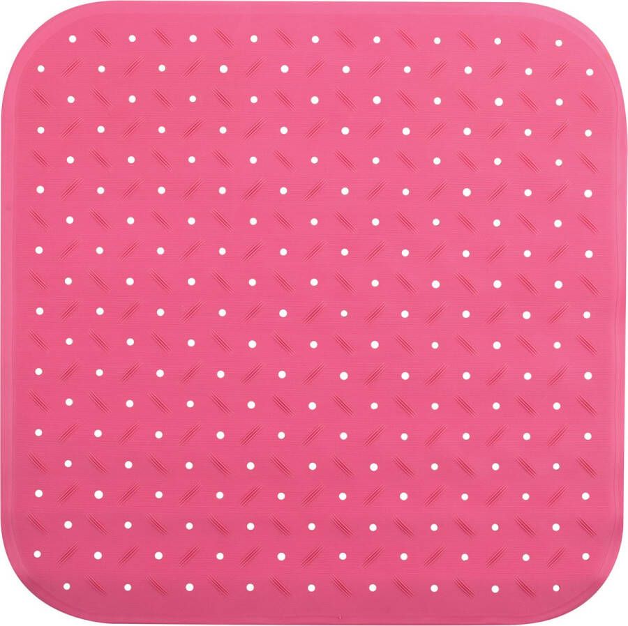 MSV Douche bad anti-slip mat badkamer rubber fuchsia roze 54 x 54 cm met zuignappen