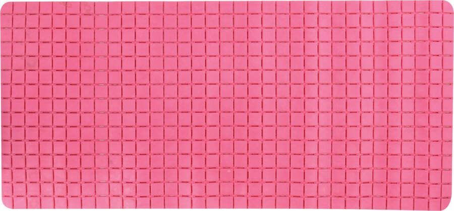 MSV Douche bad anti-slip mat badkamer rubber fuchsia roze 76 x 36 cm met zuignappen