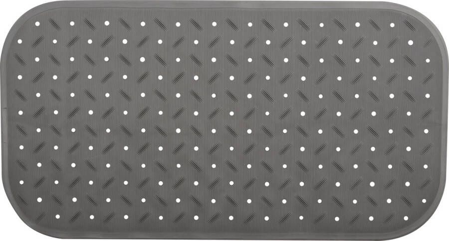 MSV Douche bad anti-slip mat badkamer rubber grijs 36 x 76 cm met zuignappen