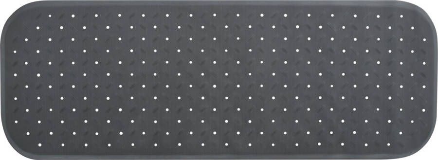 MSV Douche bad anti-slip mat badkamer rubber grijs 36 x 97 cm met zuignappen extra lang formaat